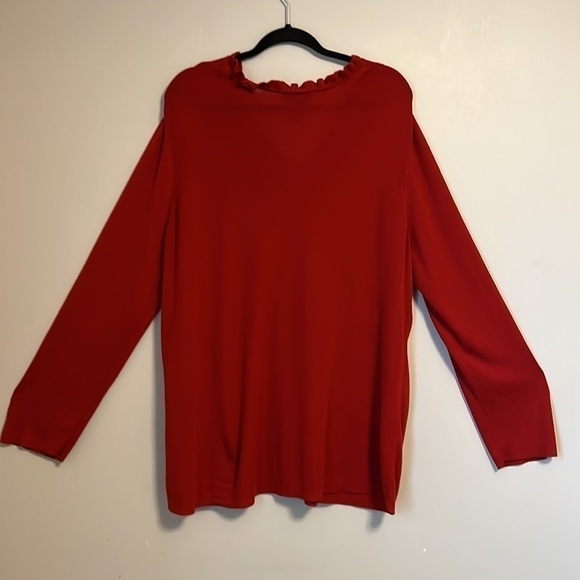 Gorgeous Red Ruffle V-Neck Sweater 22/24 - Picture 6 of 10